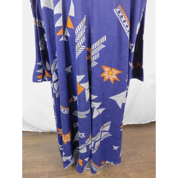 LuLaRoe Sarah Large Blue Aztec Duster Cardigan Open Front Boho Witch - Picture 7 of 12